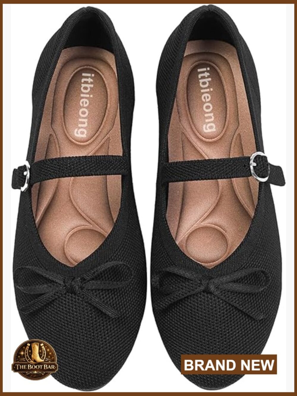 Women's Knit Flats Round Toe Ankle Strap Washable Comfortable Dressy Mary Jane